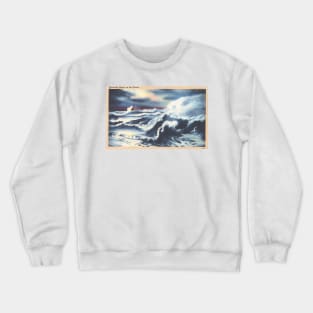 Moonlight magic on the ocean postcard Crewneck Sweatshirt